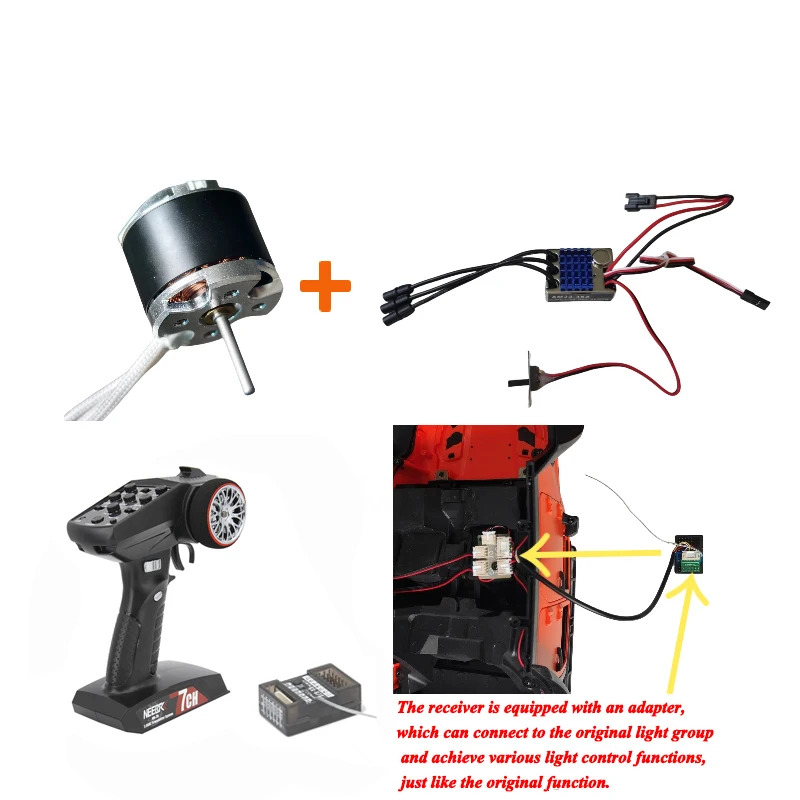 2322 2600KV Бесщеточный двигатель Металлическая коробка передач AM32 45A ESC 7CH Передатчик 21G Сервопривод для радиоуправляемого автомобиля MN82 MN78 MN168 MN99 Power Combo (art.: 3920cd20b9578) - 3920cd20b9578