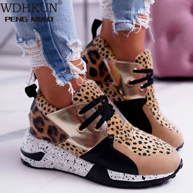 

2021 Summer Hot Lady Shoes Women Sneakers Leopard Mesh Breath Women Running Female Shoes Outdoor Flat Platform Zapatos Mujer