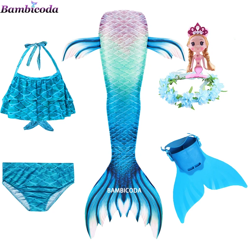 

Mermaid Tail Costumes Girls Little Mermaid Dress Children Cosplay Bathing Suits Kids Mermaid Bikini Swimsuit Monofin Gift