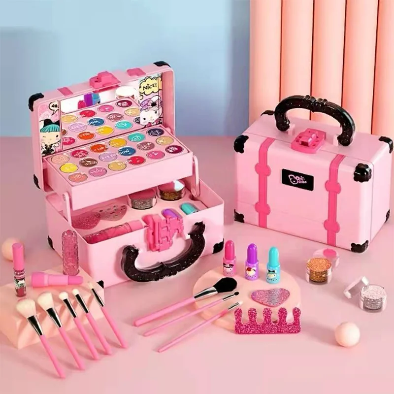 

Children Pretend Play Make Up Toy Simulation Cosmetics Set Safety Nontoxic Lipstick Eyeshadow Play House Toys Christmas Presents