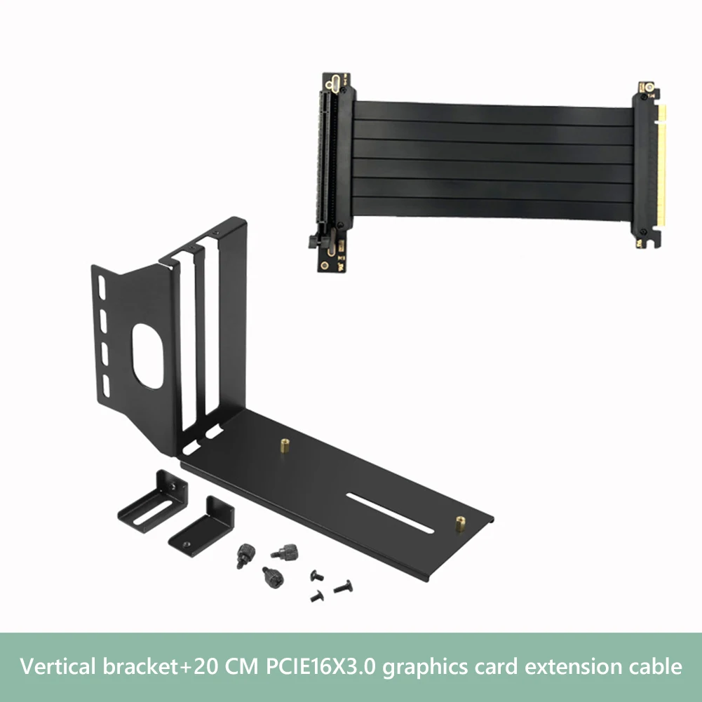 

VGA PCI-E 3.0 X16 Graphics Video Card Vertical Mounting Bracket DIY Full Speed Extension Cable Set for ATX PC Case