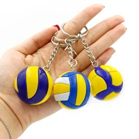 fashion leather volleyball keychain mini pvc volleyball keychain bag car keychain ball key toy holder ring for men women