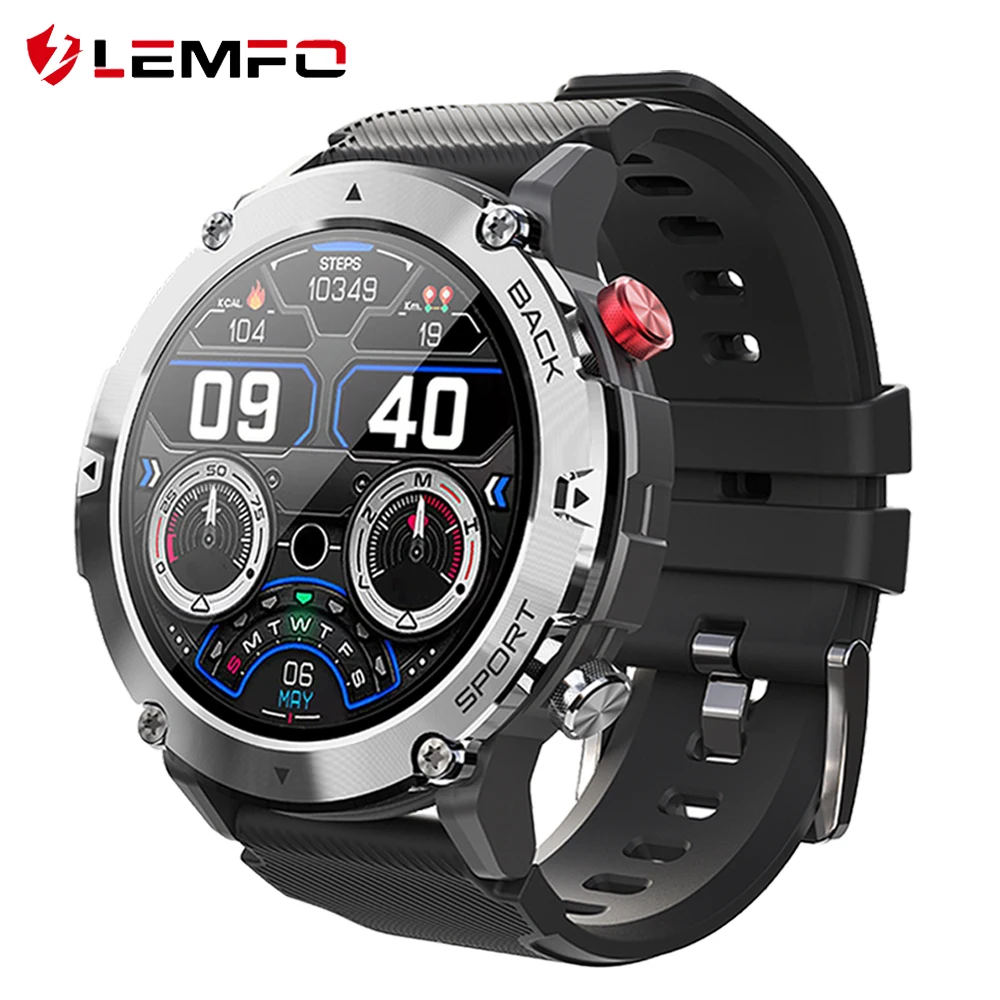 Смарт-часы Lemfo Lf26 Max мужские с поддержкой Bluetooth 2022 пульсометром и экраном 360*360 -