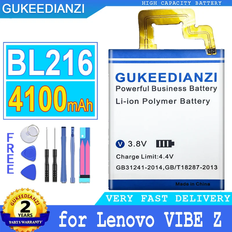 

Bateria 4100mAh High Capacity Replacement Battery BL216 For Lenovo K910 VIBE Z K910E Phone Big Power High Quality Battery