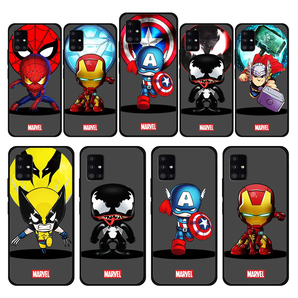 

Case Coque for Samsung Galaxy A32 A12 A51 A31 A71 A52 A21s A72 GalaxyA31 A91 Celular Silicone Marvel IronMan Spiderman Luxury