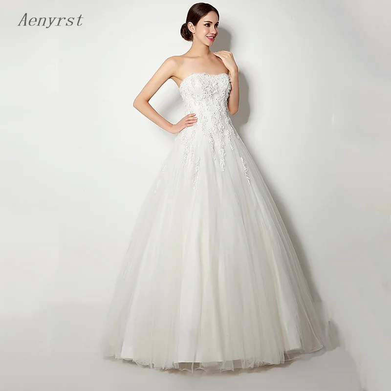 

Aenyrst 2024 Women's BOHO style strapless Lace-Up wedding dress A-shaped sexy backless style Court Train bridal wedding dress.