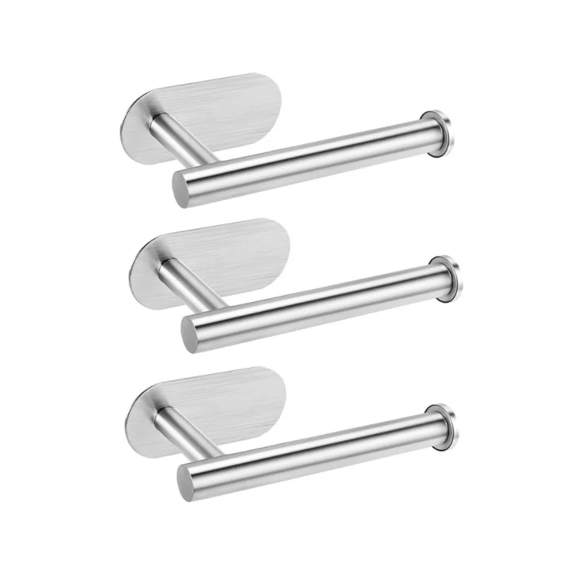 

3Pcs Without Drilling Holder Self-Adhesive Roll Paper Holder Steel Tissue Holder for Bathroom Kitchen