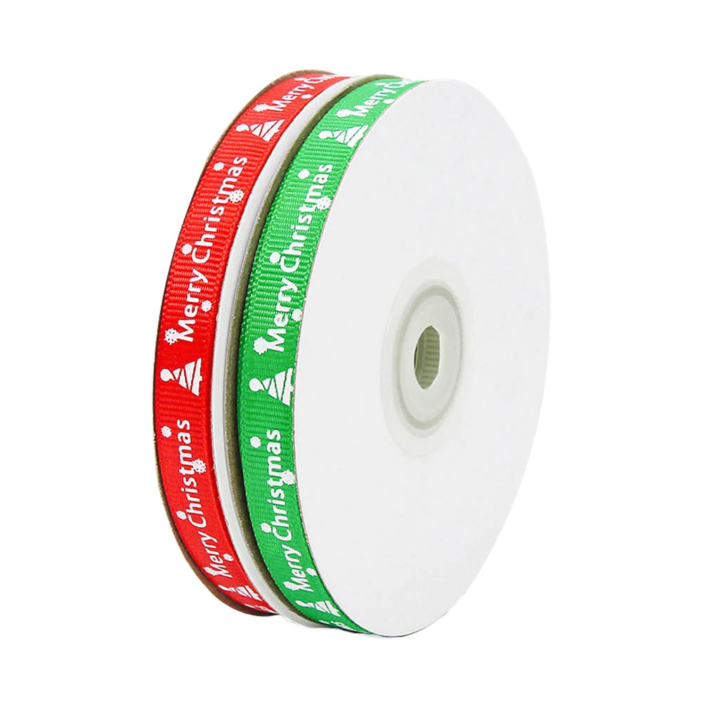 

2Pcs Scrapbooking Ribbon Christmas Ornaments Fabric Ribbons Merry Christmas Ribbon Christmas Grosgrain Ribbon