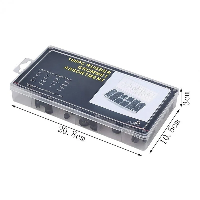 

180 шт. комплект прокладок, черные резиновые шайбы, уплотнители, втулки, набор высококачественных запасных частей, проводка кабеля