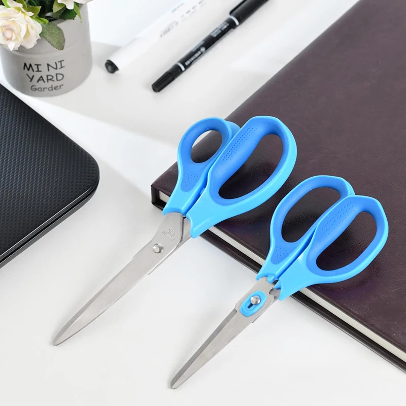 2Pcs/Set Stainless Steel Household Scissors Soft Handle Adjustable Office Scissor Multi-purpose Craft Stationery School Supplies