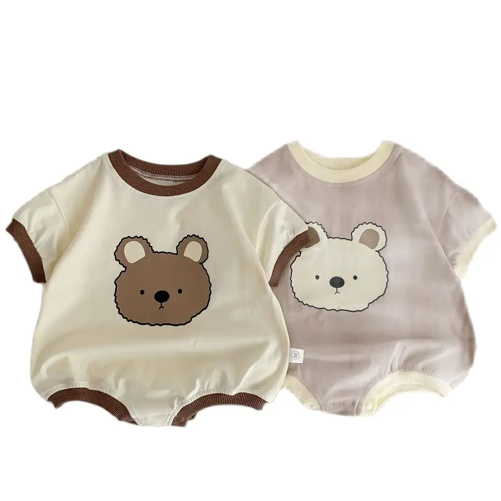 

Baby Girl Boys Bear Casual Short-sleeved Bodysuits Jumpsuit Toddler Boy Cotton Cartoon Romper One-pieces Clothing