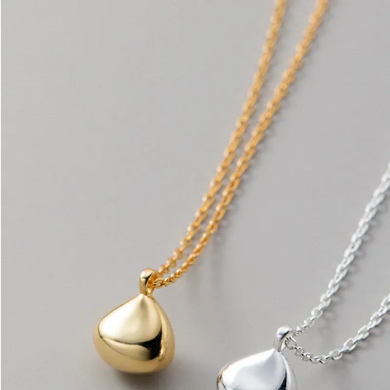 Draweye Water Drop Necklaces for Women Silver Gold Color Simple Metal Jewelry Korean Fashion Simple Elegant Pendant Necklace