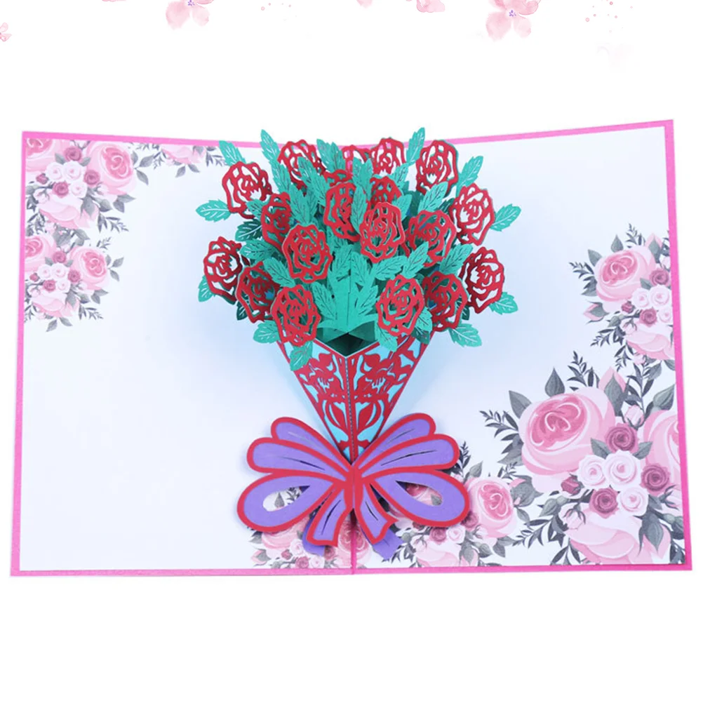 

Rose Greeting 3D Colorful Rose Flower Decorative Blessing Greeting for Festival Birthday