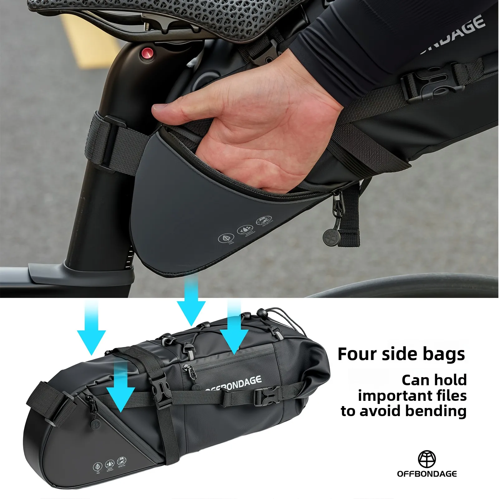Многофункциональная складная задняя сумка-багажник OFFBONDAGE для MTB, водонепроницаемая, 15 л, большая вместимость, для велосипеда, дорожная сумка для перевозки грузов (art.: 3920d7e9be4fc) - 3920d7e9be4fc