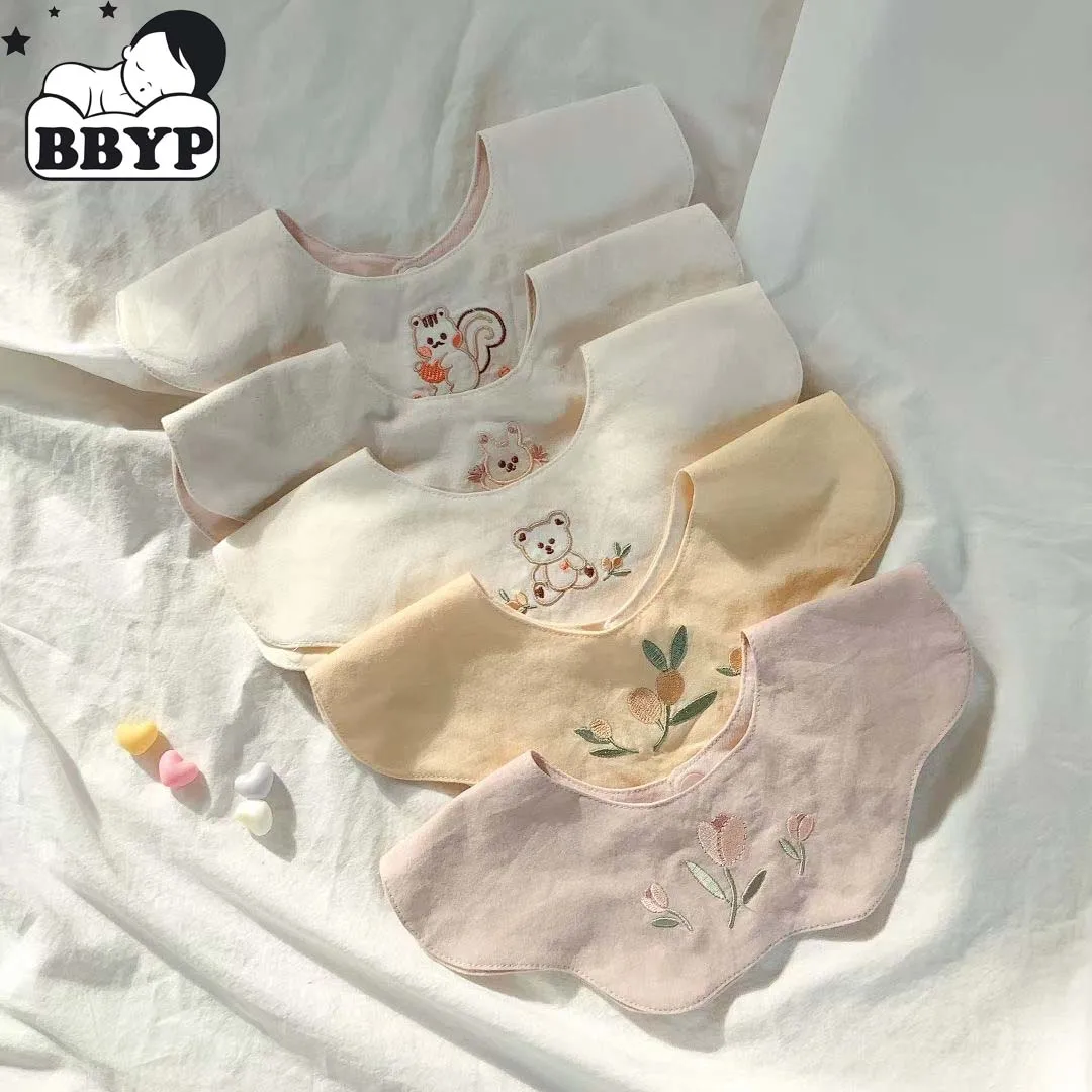 

Baby Embroidered Scarf Bibs Infant Feeding Towel Round Kids Scarf 360 Degree Baby Bibs Burp Cloths Saliva Towel Bandana