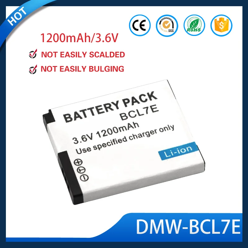 Фото Сменная батарея DMWBCL7E 3.6V 1200mAh, высоковместительная литий-ионная, для камер Panasonic DMC FH50, FS50, SZ3, SZ9, XS1, XS3, FH10, SZ10, безопасная для камеры. №1