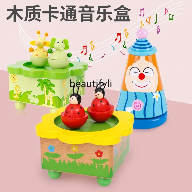 Деревянная музыкальная шкатулка вращающаяся детская игрушка с изображением