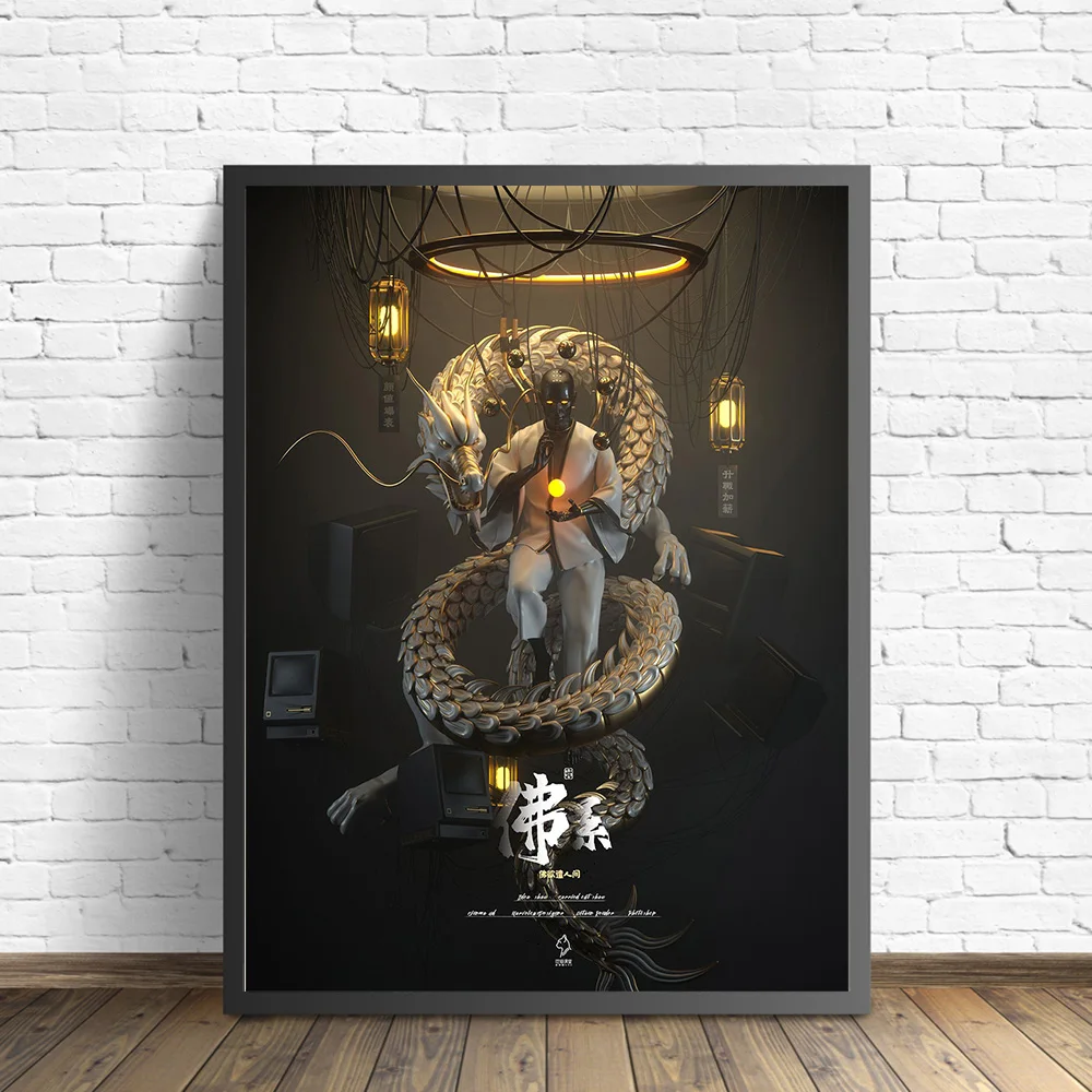 

Wall Art Picture Buddha wants to send the world Canvas Painting Poster and Print Buddha Space Jongleur Living Room Home Decor