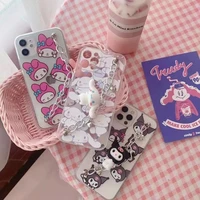 bandai kuromi cinnamoroll my melody phone case for iphone 11 12 13 pro max mini x xs xr 6 7 8 plus transparent shockproof cover