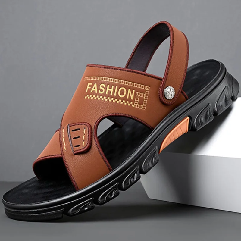Сандалии мужские кожаные двойного назначения Повседневная Уличная обувь