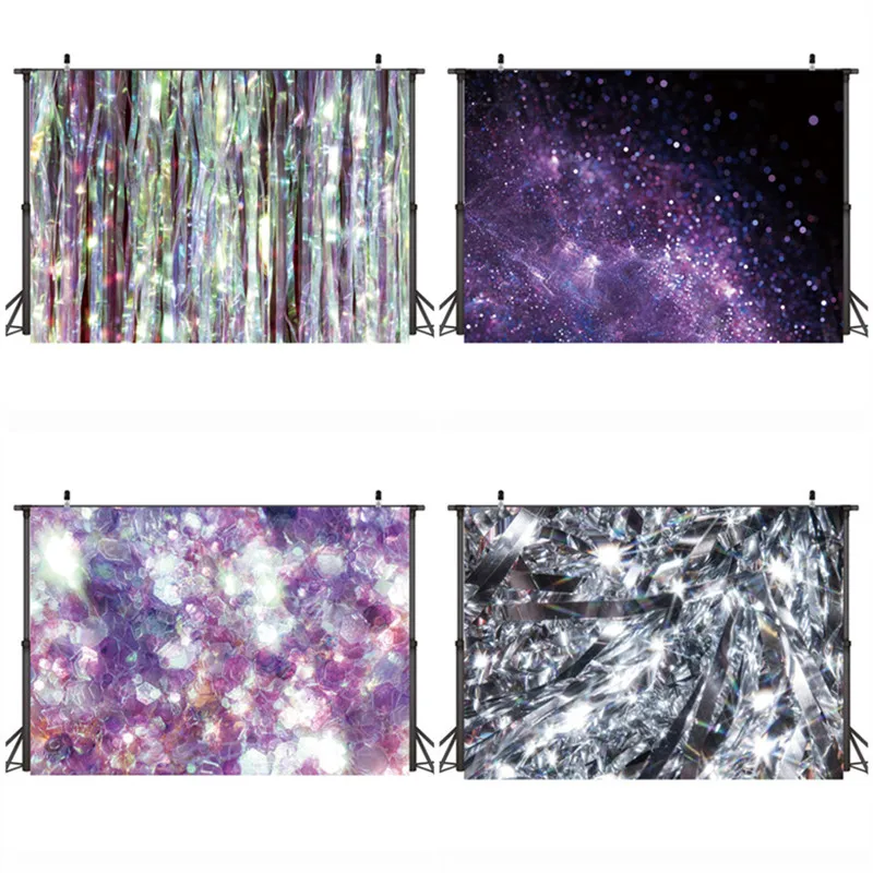 

Dreamy Glitter Dots Ribbon Light Bokeh Photography Backdrop Birthday Wedding Portrait Background Photoshoot Video Studio Props