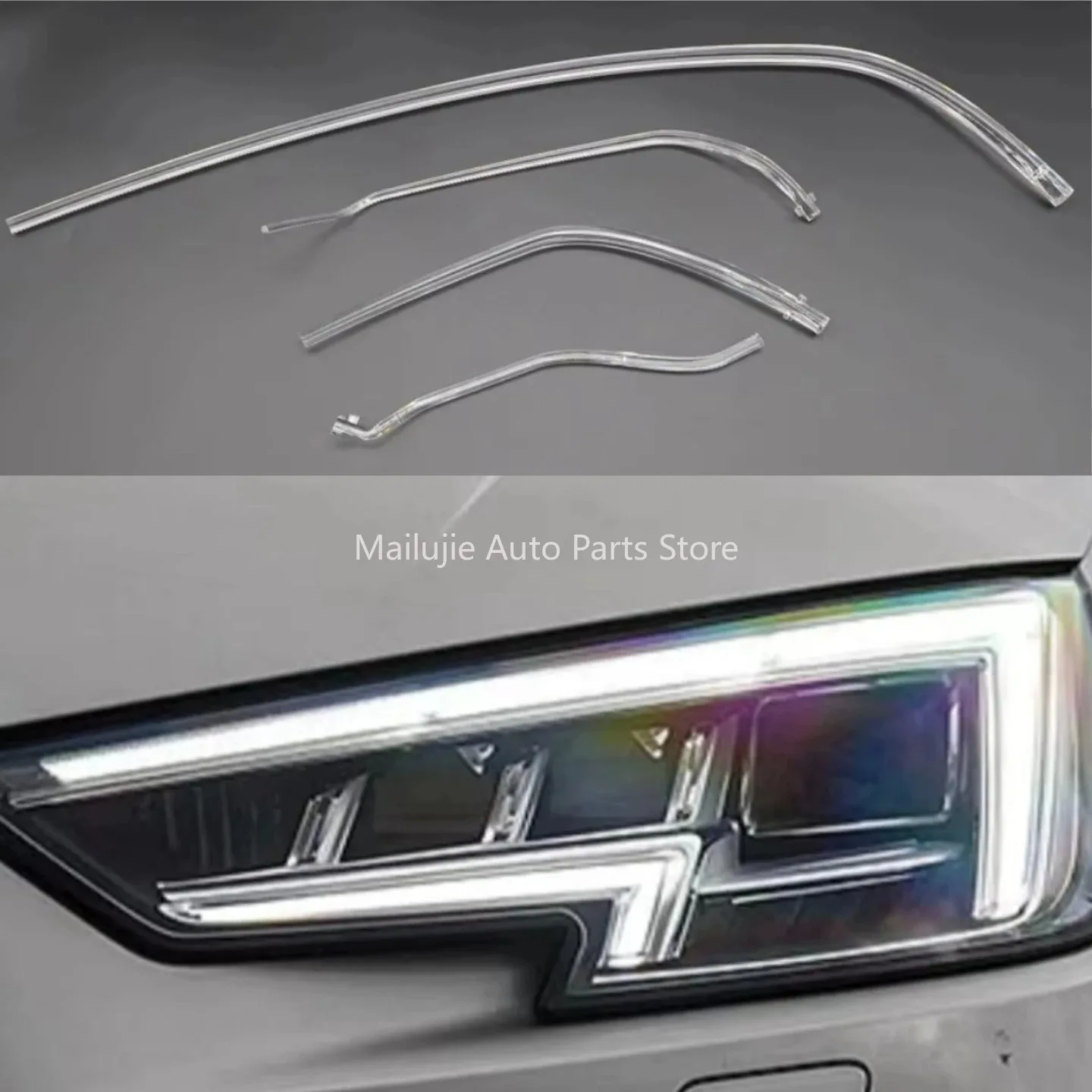 Фото НОВИНКА: Светодиодные трубки DRL для фар AUDI A4 B9 PA B10 2017-2019, акриловые трубки, светодиодные волокна №1