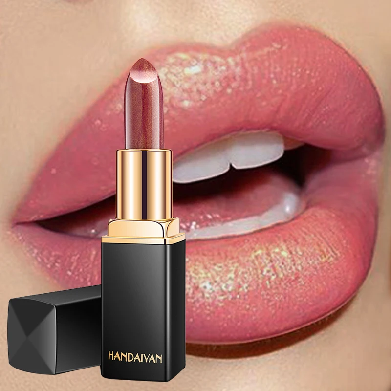 

Brand Professional Lips Makeup Waterproof Shimmer Long Lasting Pigment Nude Pink Mermaid Shimmer Lipstick Luxury Makeup Cosmetic