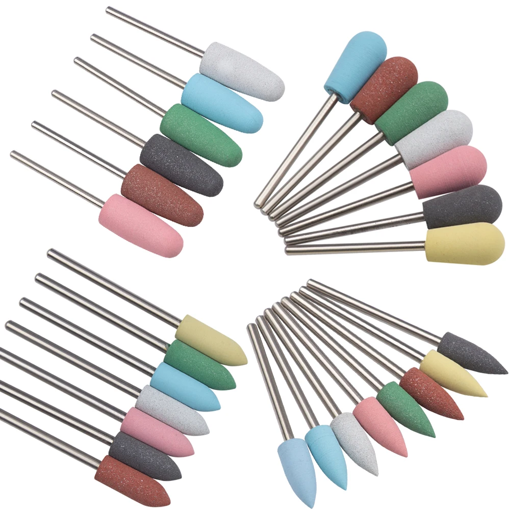 

2/3/5pcs Rubber Silicone Milling Cutter for Manicure Nail Drill Bits 3/32'' Cuticle Clean Buffer for Acrylic Gel Nail Pedicure