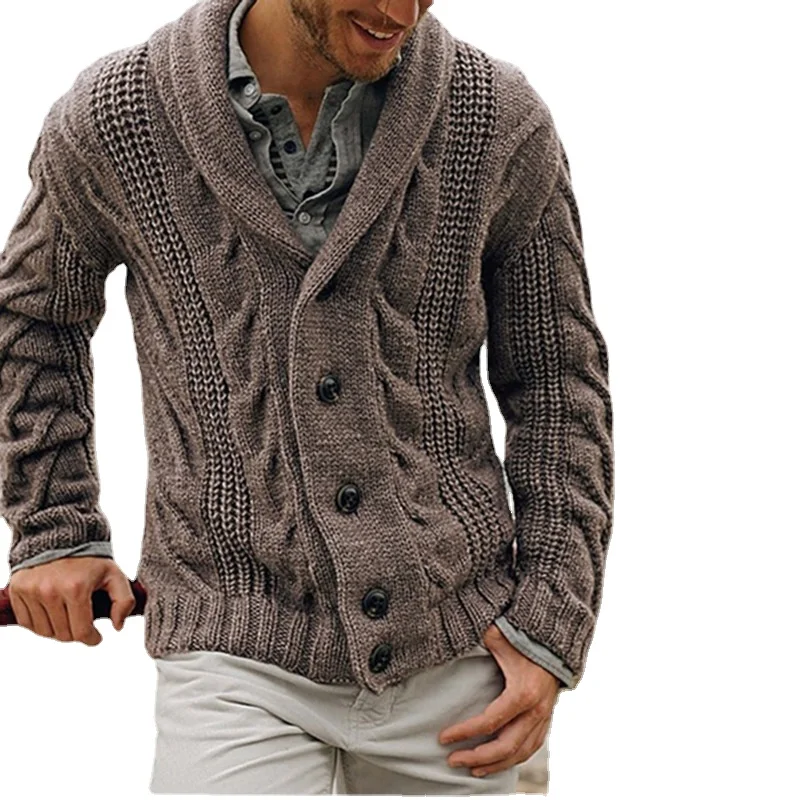 Y2k Autumn Winter Men's New Solid Color Cardigan Single Breasted Fashion Sweater Large Size Suitable for Shopping Outdoor Travel