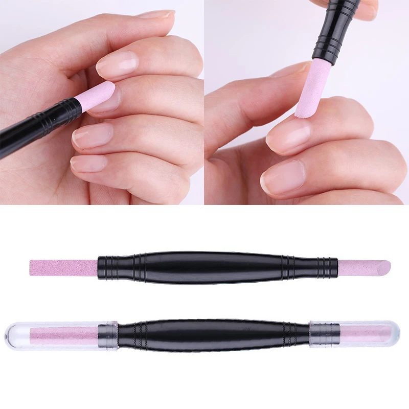 

1PC Black Quartz Scrubs Stone Cuticle Stick Pen Cuticle Nail Art Pusher Spoon Cut Nail Pusher Manicure Care Tools Double-headed