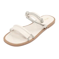 women modern sandals slippers bling rhinestone diamonds open toe summer leather shoes female flats outdoor footwear slides