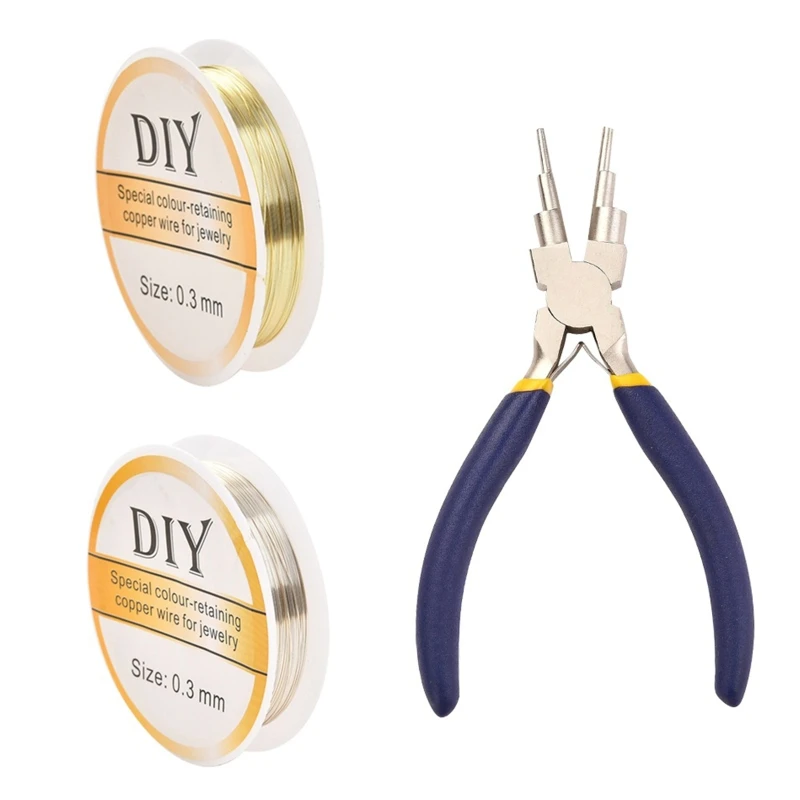 

X7YA Six-section Round Nose Pliers Copper Wire DIY Set Wire Looping Forming Pliers