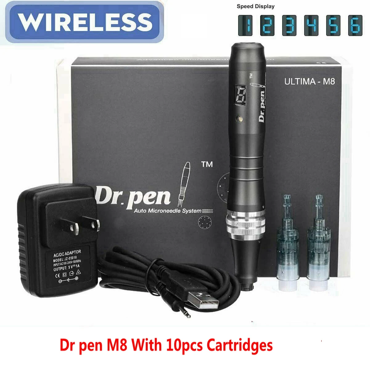 

Профессиональная беспроводная ручка M8 с 10 шт., 16 картриджей, набор для ухода за кожей, удаление шрамов от акне, микроиглы, косметический аппа...