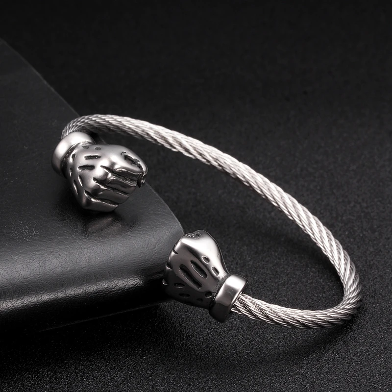 

Unique Design Silver Fist Open Cuff Chain Link Fashion Hologram Bangles So Cool Powerful Men M Sporty Bracelets