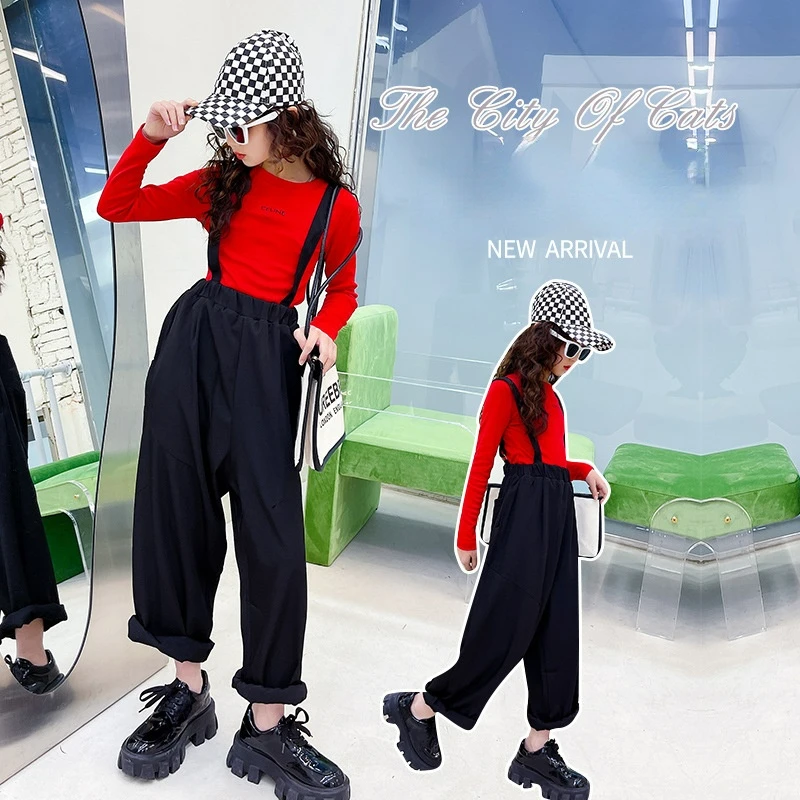 

Girls' Spring and Autumn Fashion Suit 2022 New Western Style Fried Street Children's Domineering Strap