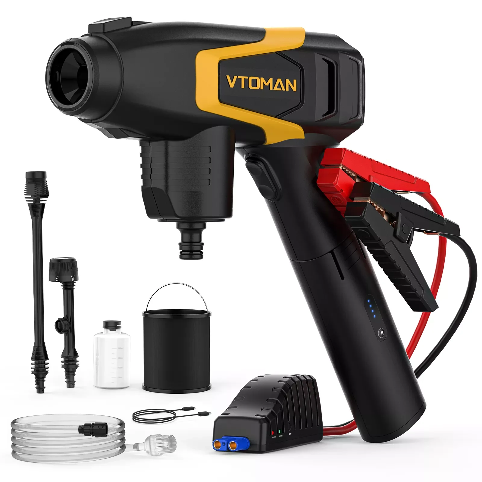 

NEW2023 Cordless Pressure Washer With Adjustable Spray Nozzle&Suction Hose Clean 12V Car Jump Starter Portable Battery Power