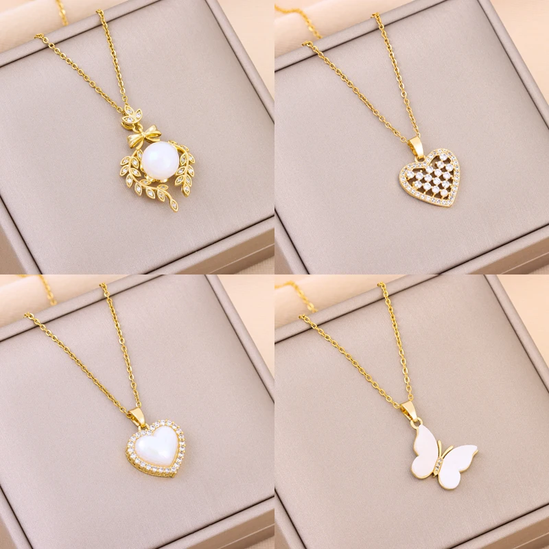 

New Design Sense Light Luxury Pendant Necklaces For Women Trendy Stainless Steel Female Jewelry Ladies Neck Chain Accessories