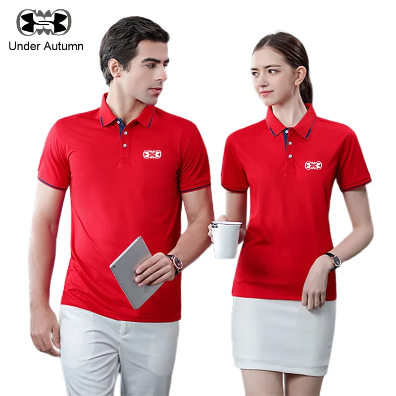

UNDER AUTUMN Summer Couple Women Men's Polo T-shirts Brand Print Tee Short Sleeve Casual Turn-down Collar Streetwear Top Clothes