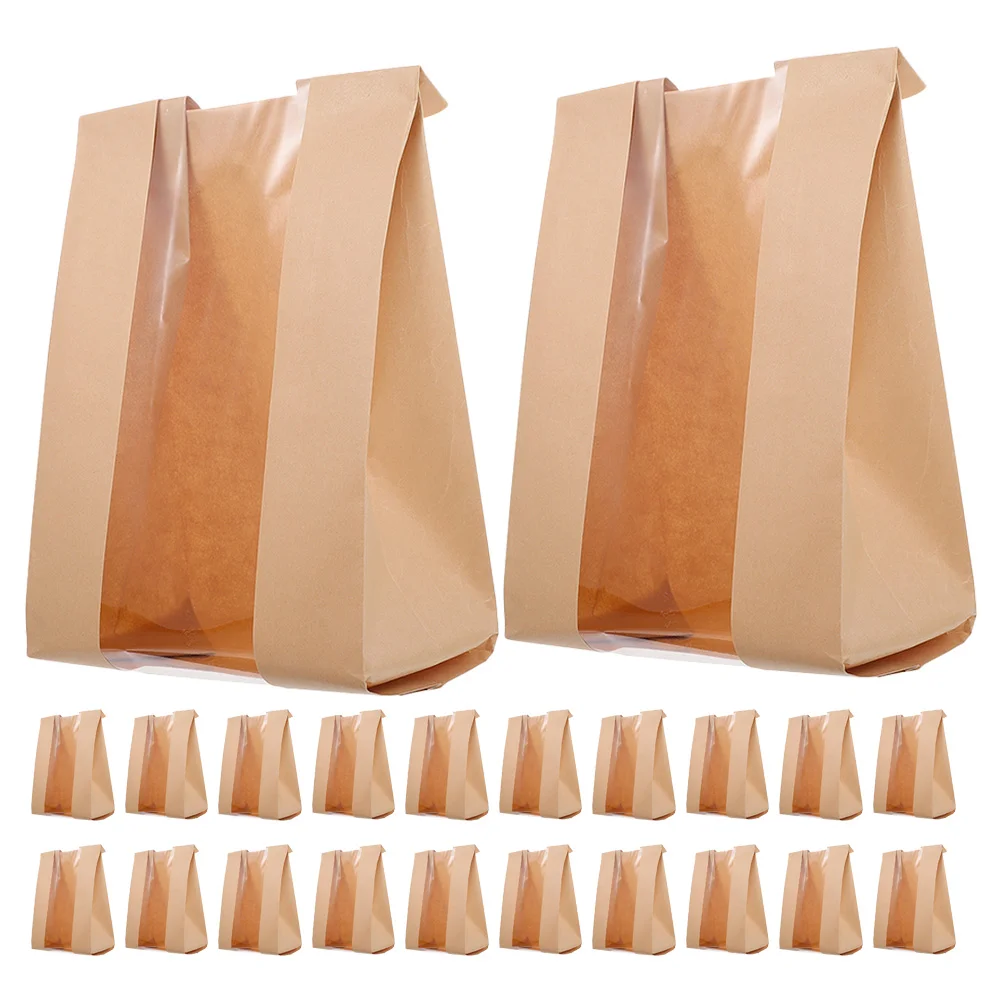 

100pcs Bread Bags Toast Pouches Cookie Bags Bakery Bags Baking Paper Bags with Clear Window