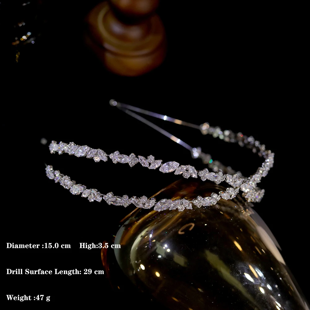 Женская двухрядная повязка на голову с кристаллами и фианитами