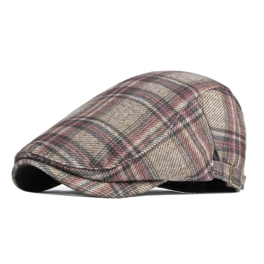 

Осенние и зимние мужские береты, шапки, клетчатые кепки для газетчиков, хлопково-полиэстеровые кепки для мужчин, 55-59 см, ретро стиль, Boina BL0106