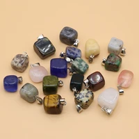 10 pcs natural irregular square shape random crystal agate stone pendants for jewelry making necklace