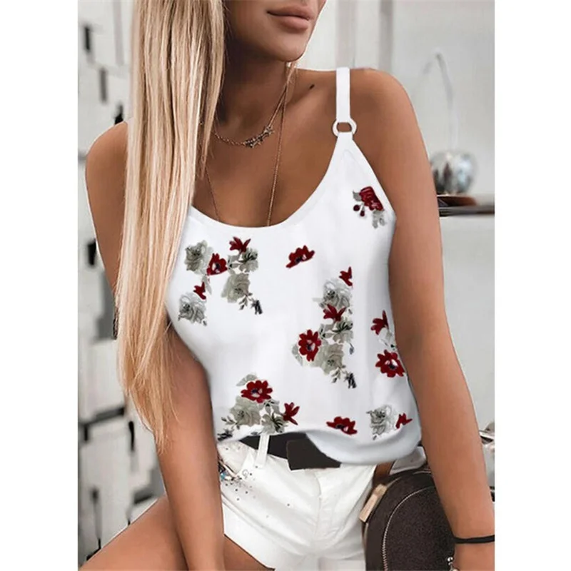 Women's Tanks Camis Fashion Printed Vest V Neck Sleeveless Suspenders Tops Tanks For Ladies Casual Camis Tees S-5XL