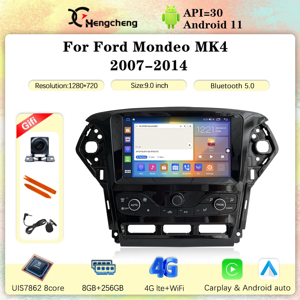 

Hengcheng For Ford Mondeo MK4 2007-2014 car multimedia video player GPS navigation radio Android11 6+128G Carplay No 2 din dvd