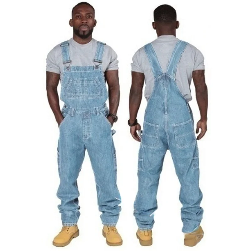 Men Jeans 2021 New Suspenders Casual Multi-pocket Jeans Loose Pants Fashion Men Clothing  Overalls Trend Denim Pants