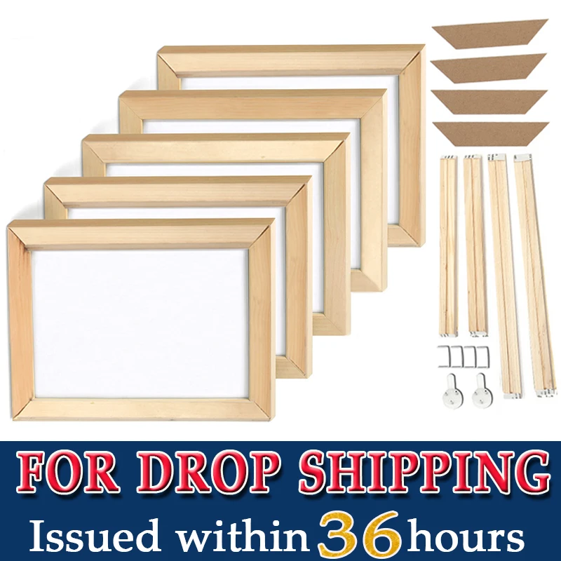 

Drop Shipping Canvas Frame Wood Photo Frame Wall Picture Frame for Poster Living Room Decor Panting Frame Diy Various Size Frame