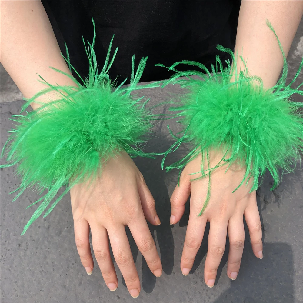 

Women's Real Fur Ostrich Feather Cuffs 2022 New Arrival Turkey Feather Slap Wristband Sleeves Fashion Hair Accessories Anklet