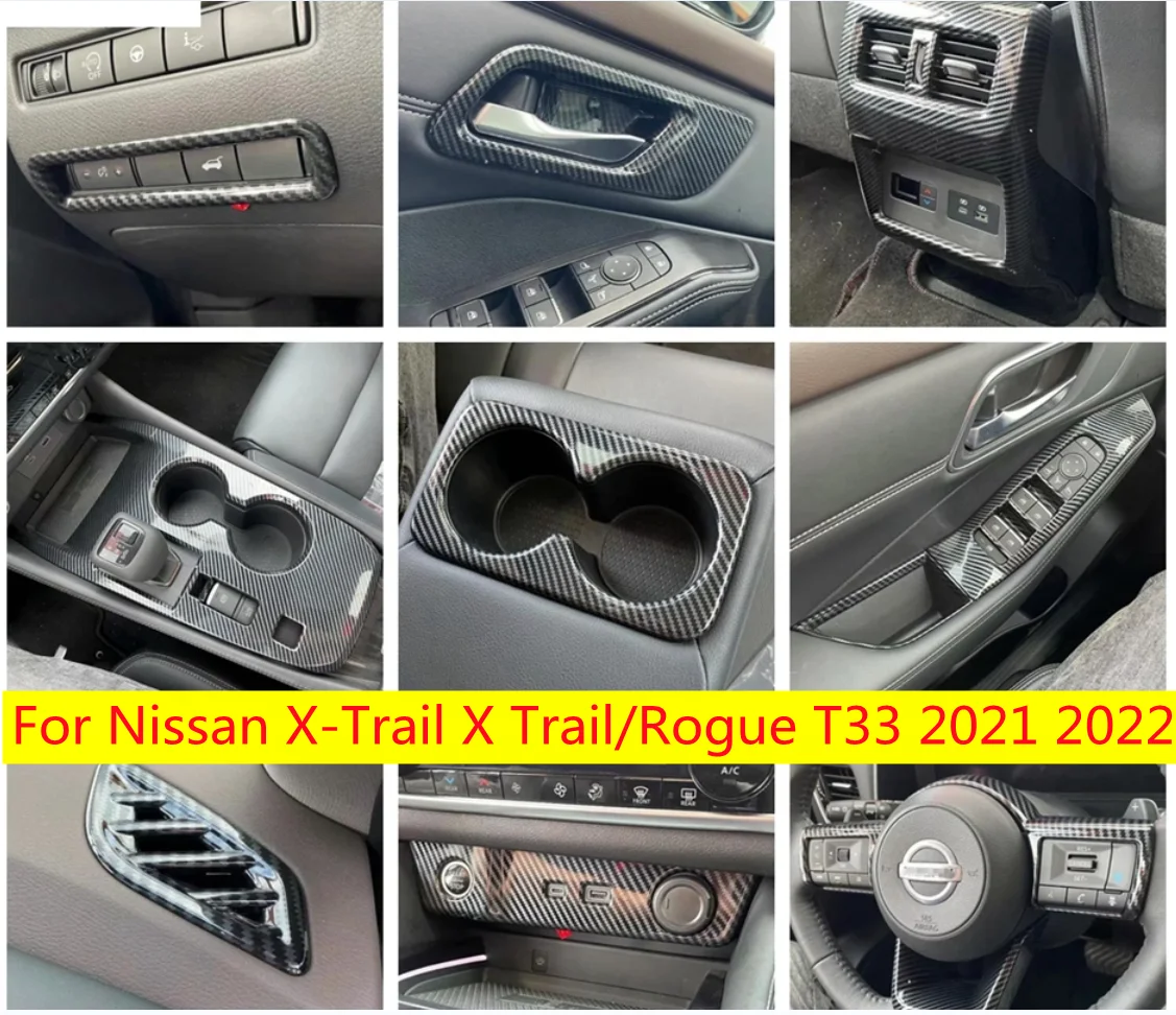 

For Nissan X-Trail X Trail / Rogue T33 2021 2022 Accessories Shift Gear Dashboard Air AC Vent Outlet Cover Trim Steering Wheel