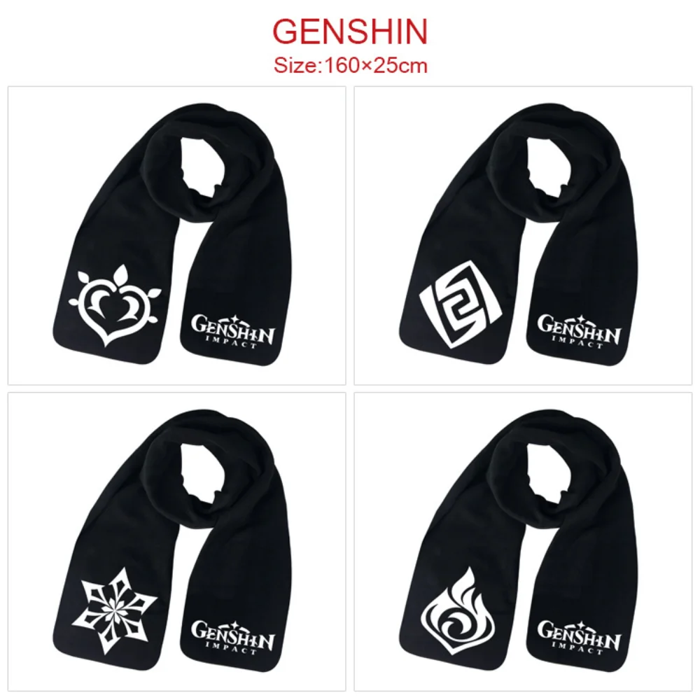 

Ударный шарф Genshin, плюшевый мультяшный шарф унисекс для подростков на осень и зиму, теплые шарфы с мультяшным принтом, повседневный подарок для косплея