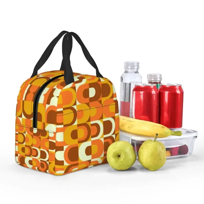 70s узор Ретро Inustrial в оранжево-коричневых оттенках изолированные ланч-пакеты для